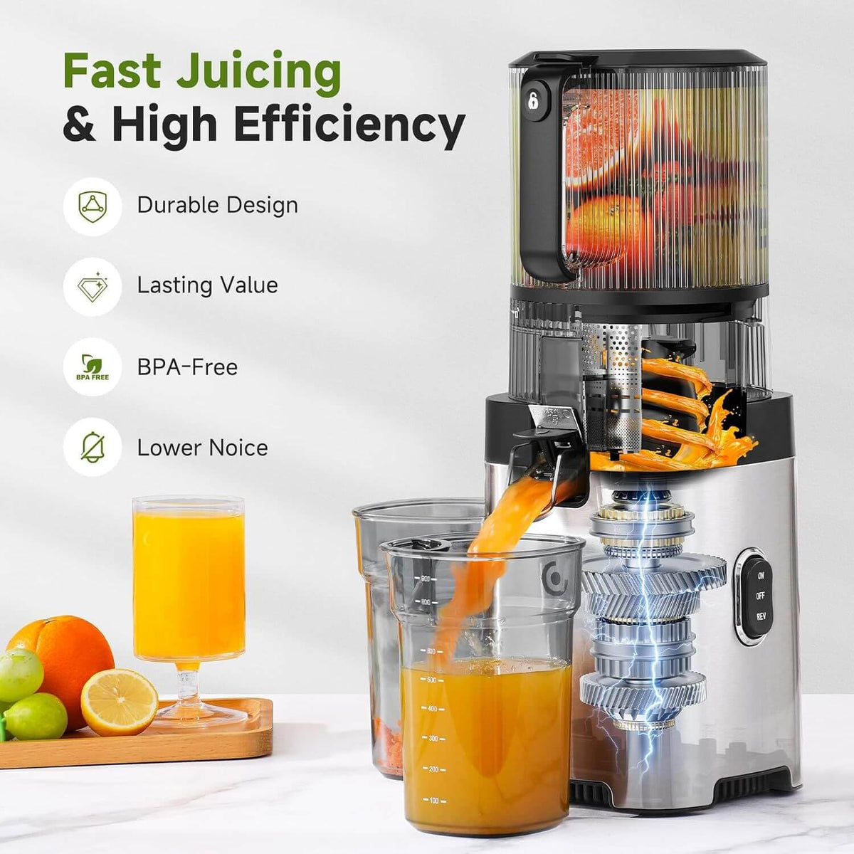 AMZCHEF Self-Feeding Cold Press Juicer Machine