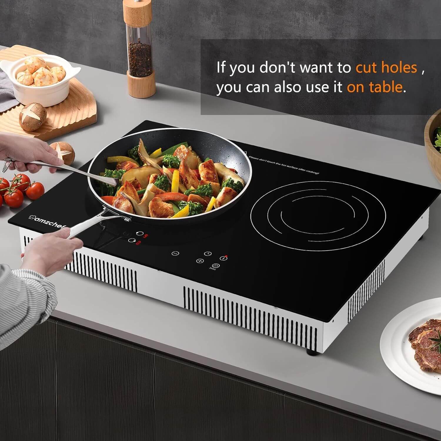AMZCHEF Induction Stove Top 2 Burners 1800W for RV