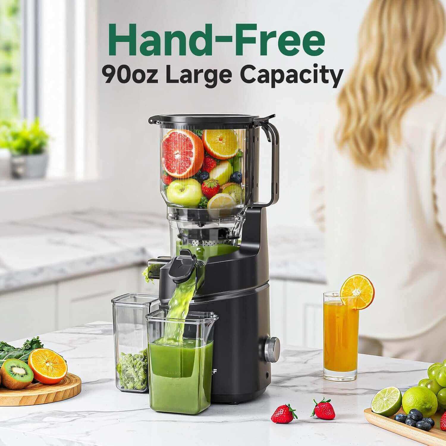 AMZCHEF Cold Press Juicer Self Feeding Design.