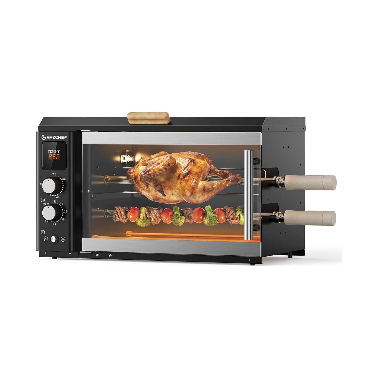 AMZCHEF Electric Rotisserie Grill with 2-in-1 Cooking Mode