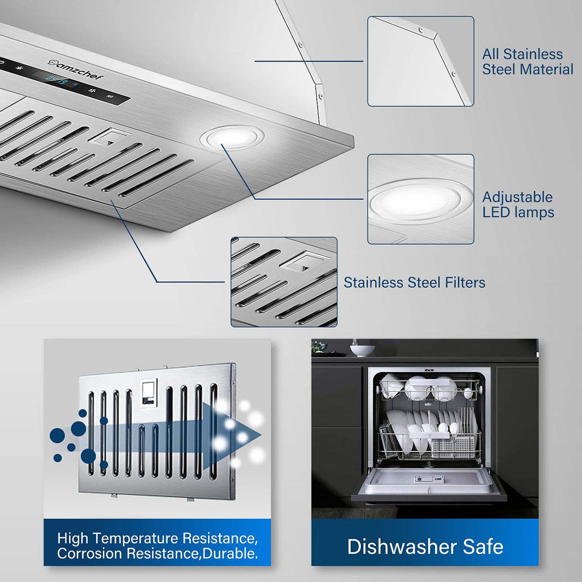 AMZCHEF Built-in Range Hood Insert 30 Inch