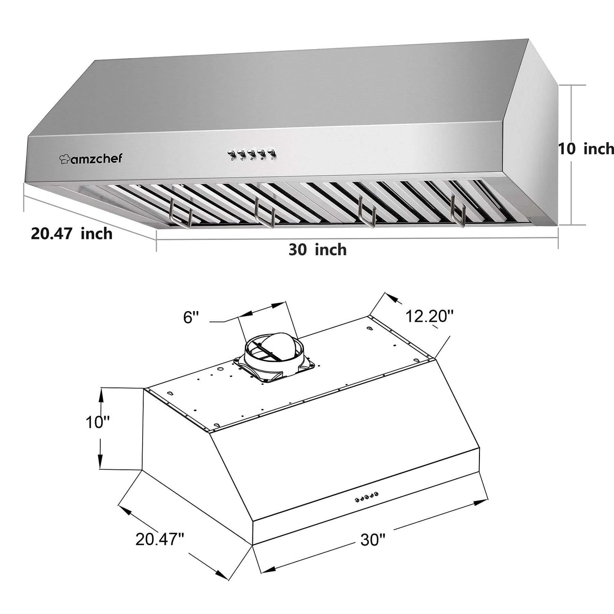 AMZCHEF Wall Mount Range Hoods 30 inch Button 2