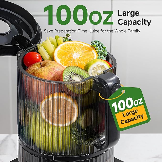 AMZCHEF Cold Press Juicer with 6.5" Large Feed Chute | Hands-free Cut Fruite