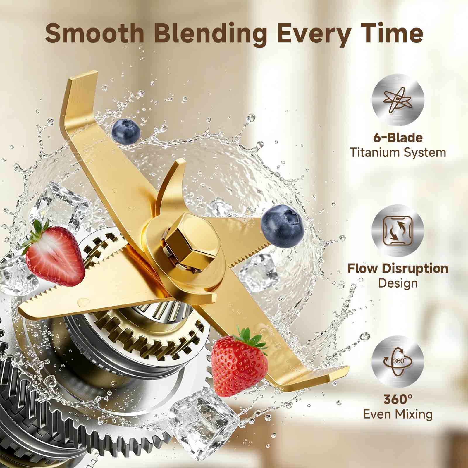 Amzchef 1800W Countertop Blender with 6-Blade | 68oz BPA-Free Pitcher
