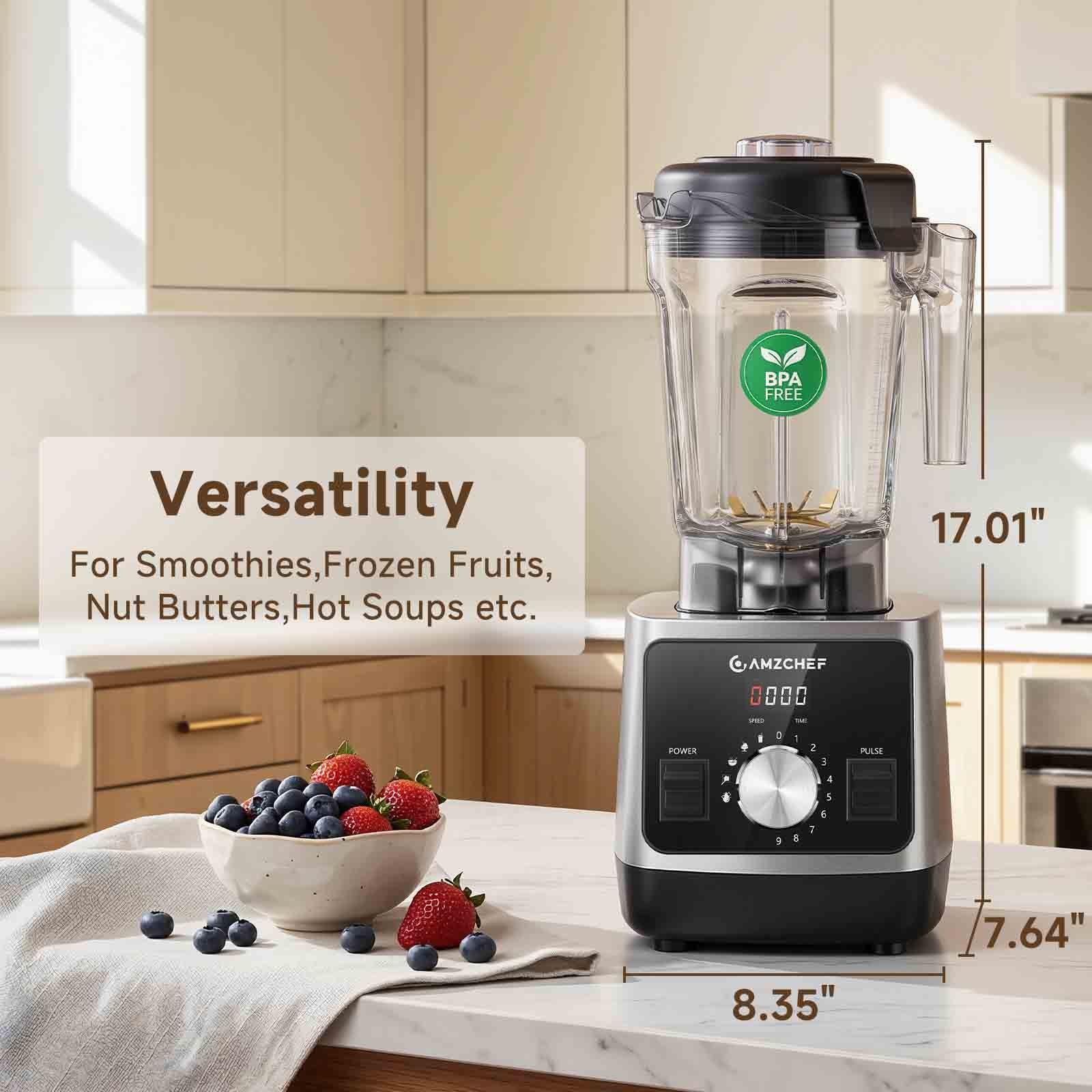 Amzchef 1800W Countertop Blender with 6-Blade | 68oz BPA-Free Pitcher