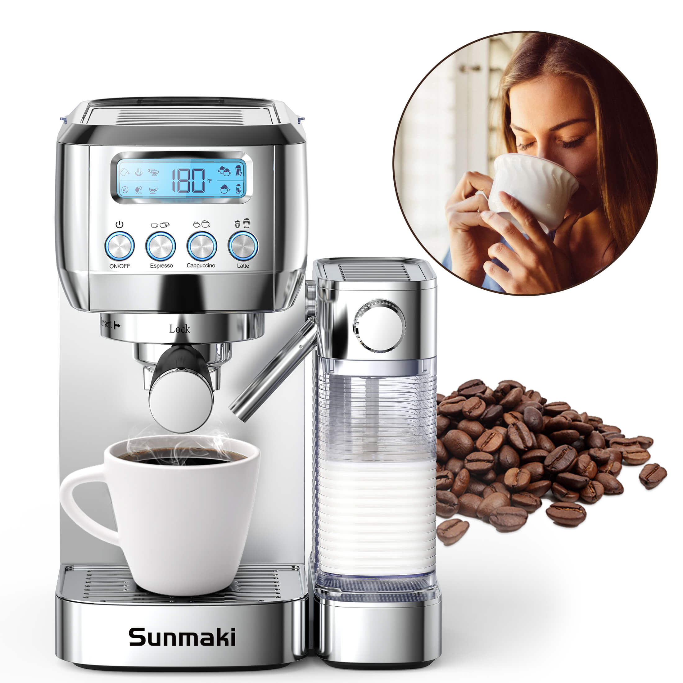 AMZCHEF 20 Bar Pressure Espresso Coffee Maker for home
