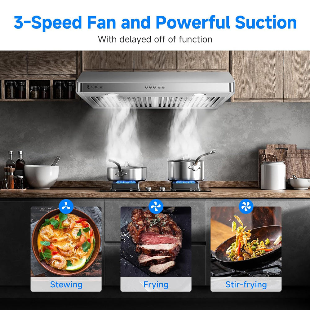 Amzchef 36-Inch Range Hood 700CFM Gesture Control SS Vent Hood