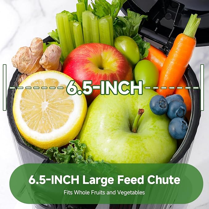 AMZCHEF Cold Press Juicer with 6.5" Large Feed Chute | Hands-free Cut Fruite