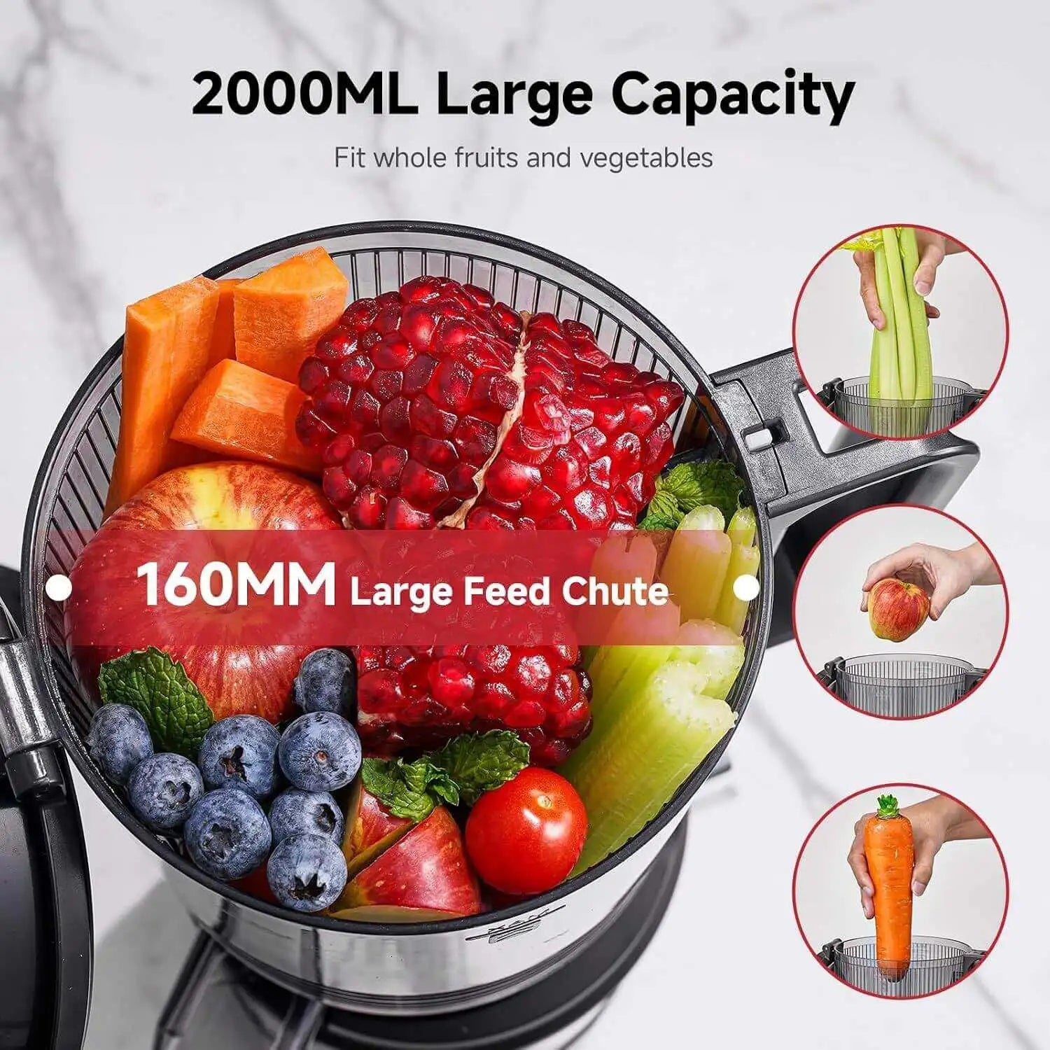 AMZCHEF Cold Press Juicer for Whole Fruits