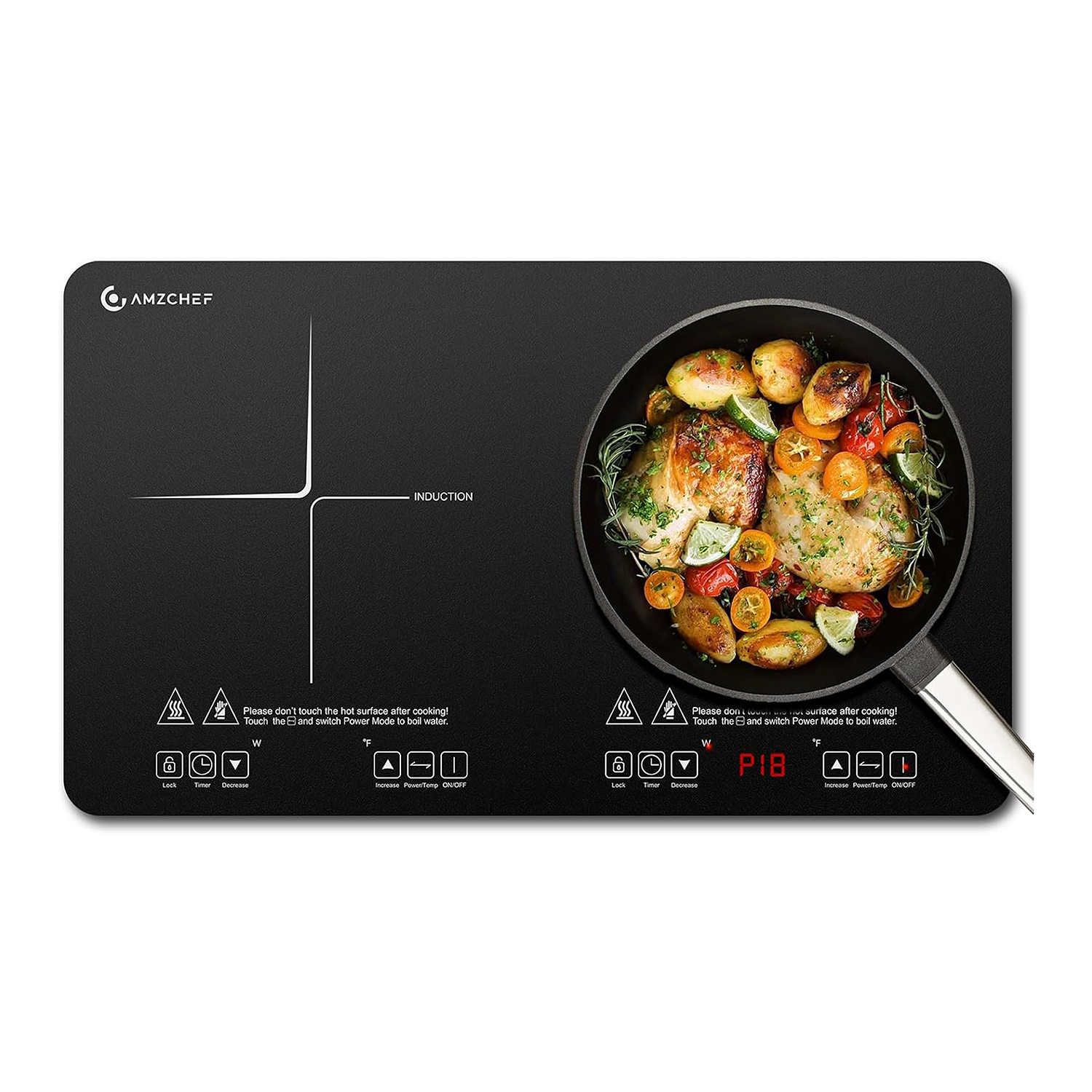 AMZCHEF Portable Double Induction Cooktop 2 Burner Electric Cooktop For House