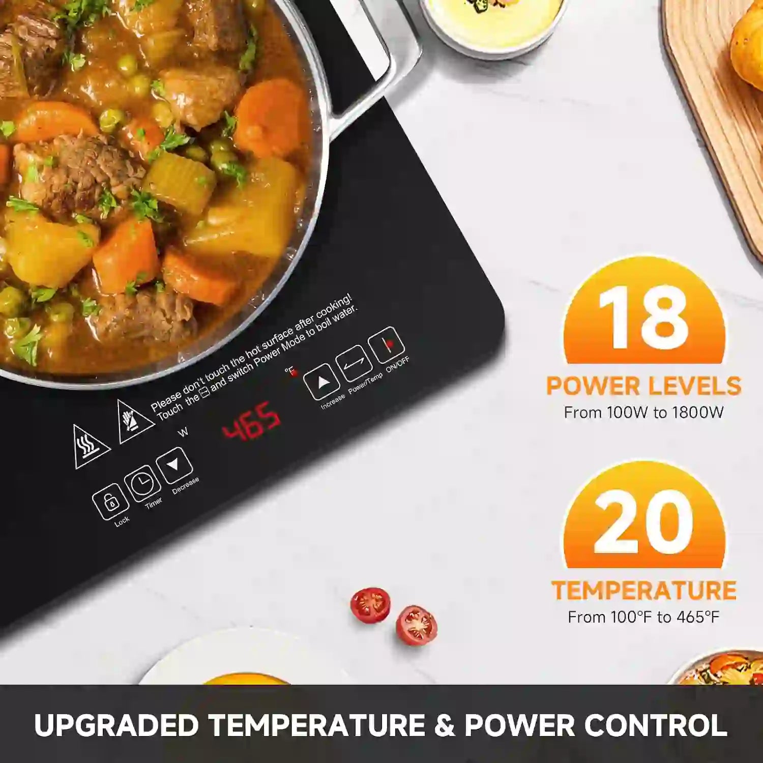 AMZCHEF Portable Double Induction Cooktop 2 Burner Electric Cooktop For House