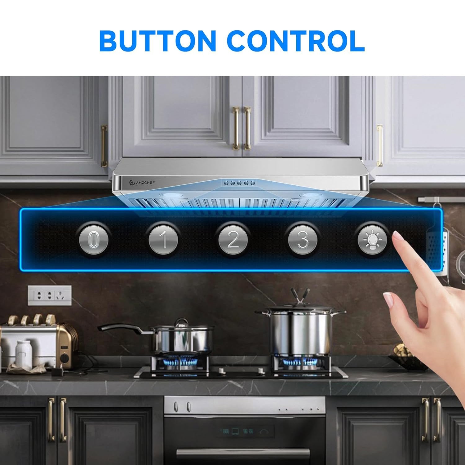 Amzchef 36-Inch Range Hood 700CFM Gesture Control SS Vent Hood