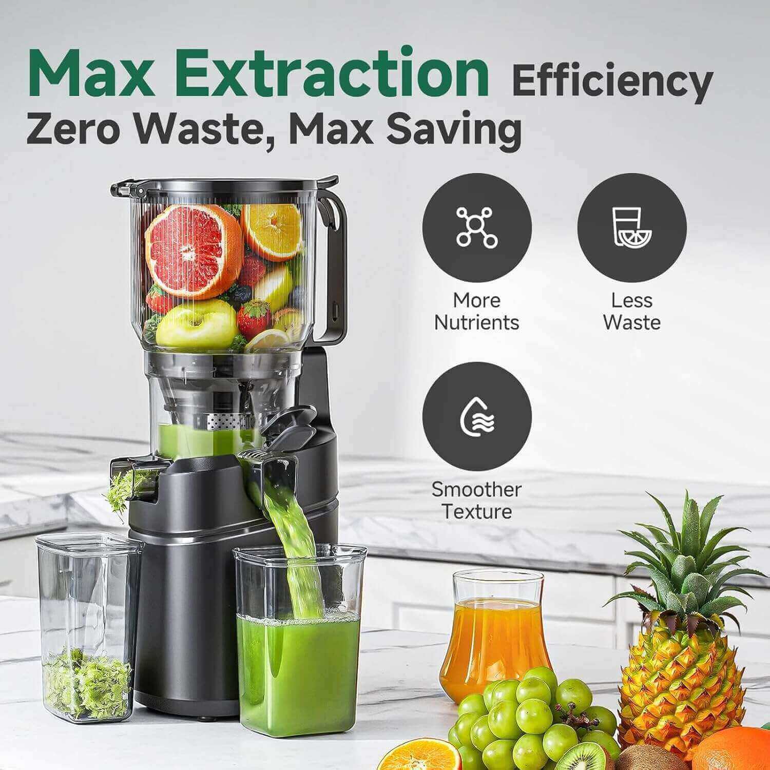 AMZCHEF Cold Press Juicer High Juice Yield