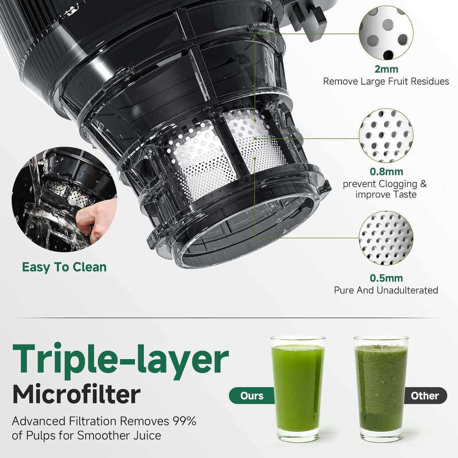 AMZCHEF Cold Press Juicer for More Juice Less Pulp