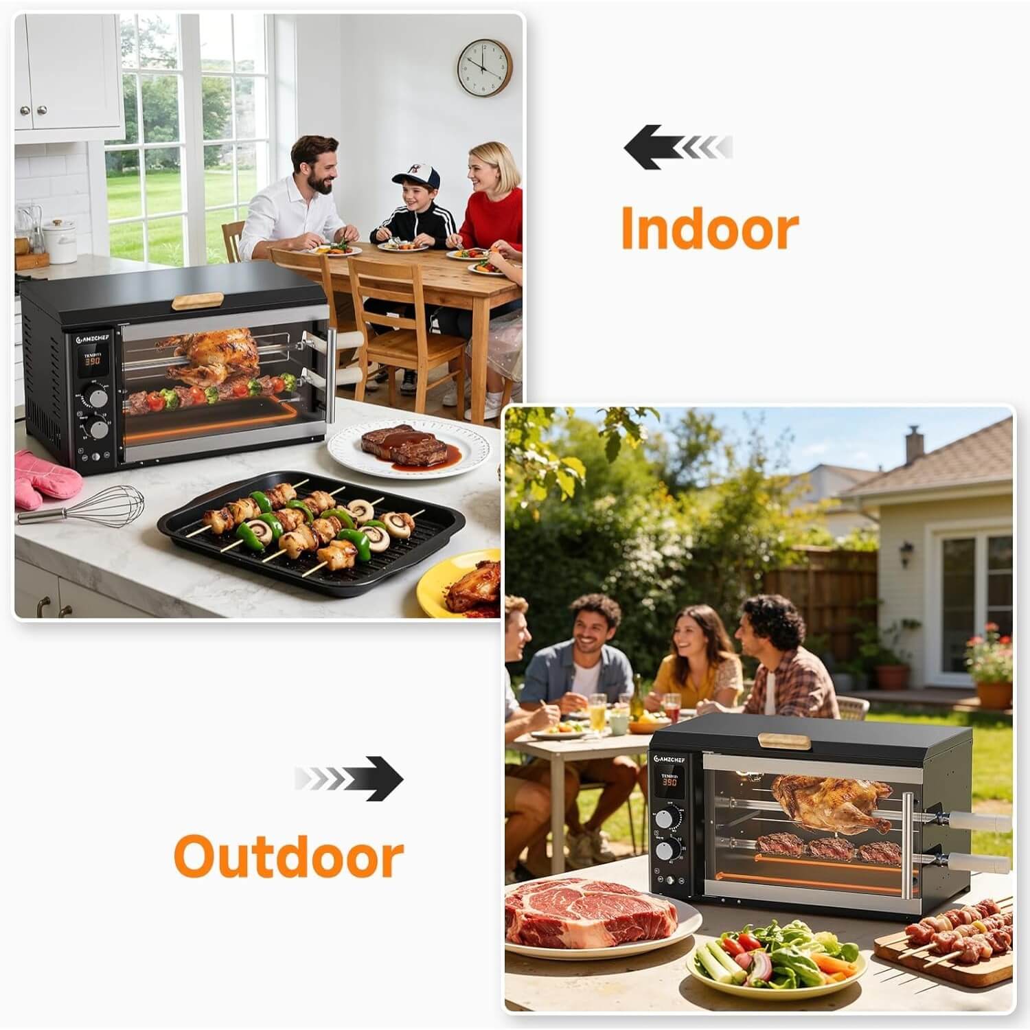AMZCHEF Large Capacity Countertop Rotisserie Oven