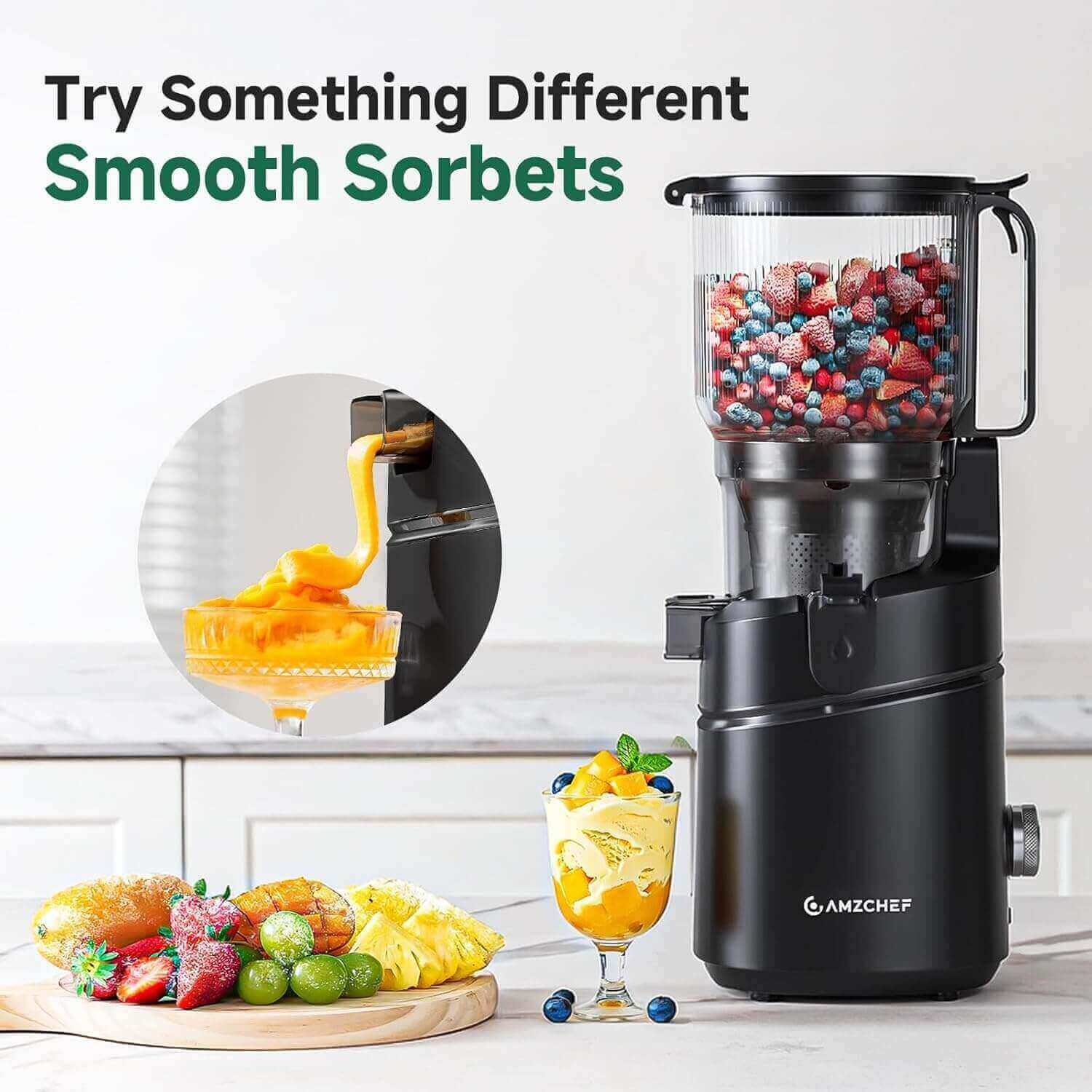 AMZCHEF Masticating Juicer Easy Whole Recipe Loading