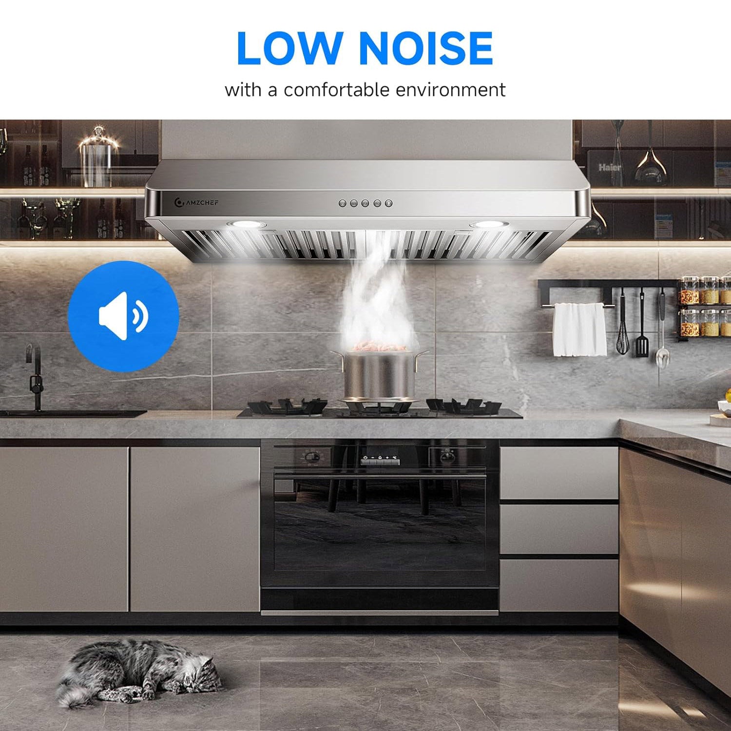 Amzchef 36-Inch Range Hood 700CFM Gesture Control SS Vent Hood