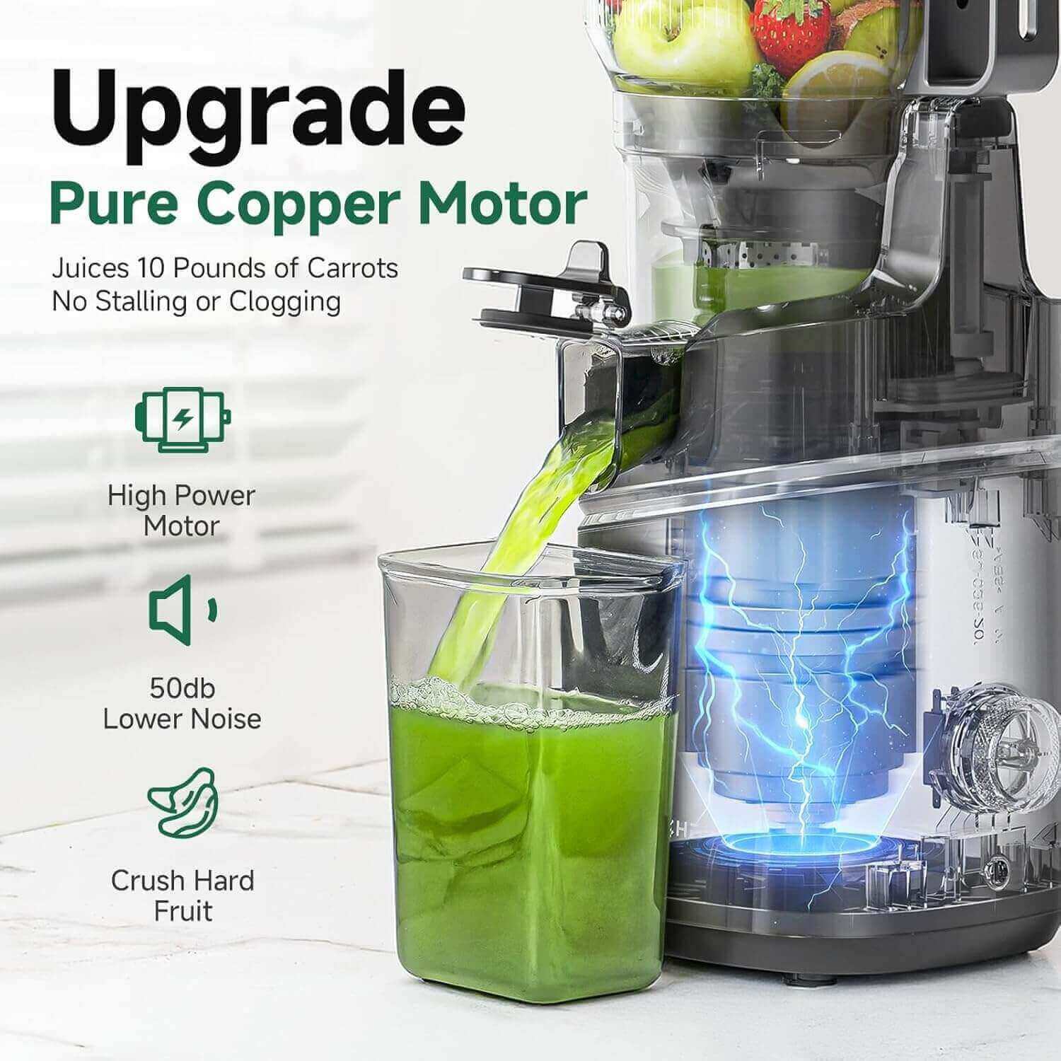 AMZCHEF Wide Mouth Juicer Hands-Free Operation