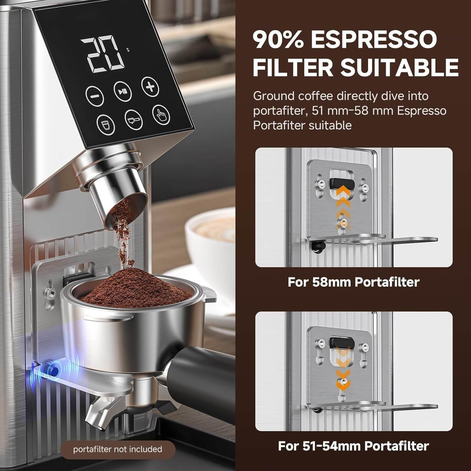 AMZCHEF Burr Coffee Grinder - 45 Settings 40mm CB AS 300g Hopper Espresso-FP