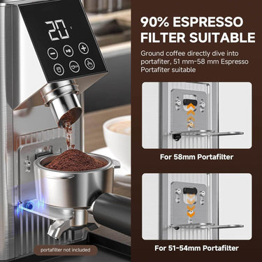 AMZCHEF Burr Coffee Grinder - 45 Settings 40mm CB AS 300g Hopper Espresso-FP