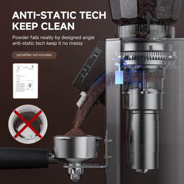 AMZCHEF Burr Coffee Grinder - 45 Settings 40mm CB AS 300g Hopper Espresso-FP
