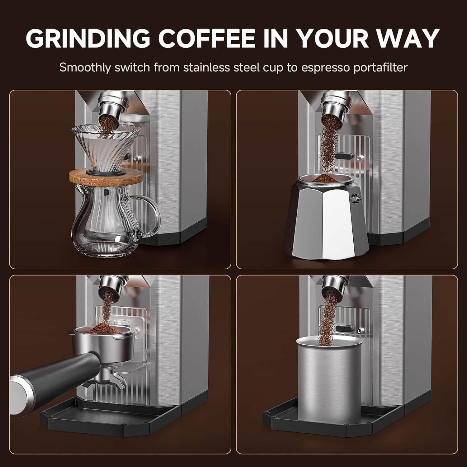 AMZCHEF Burr Coffee Grinder - 45 Settings 40mm CB AS 300g Hopper Espresso-FP