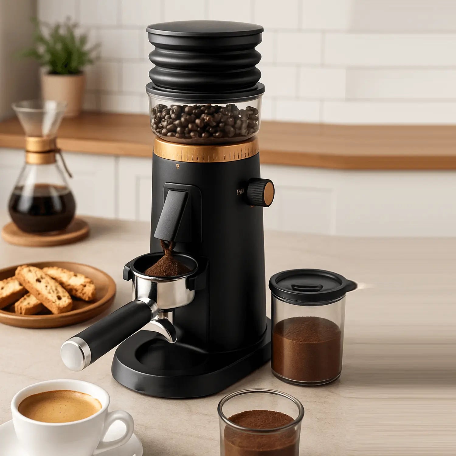 AMZCHEF Precision Burr Coffee Grinder | 75 Grind Settings