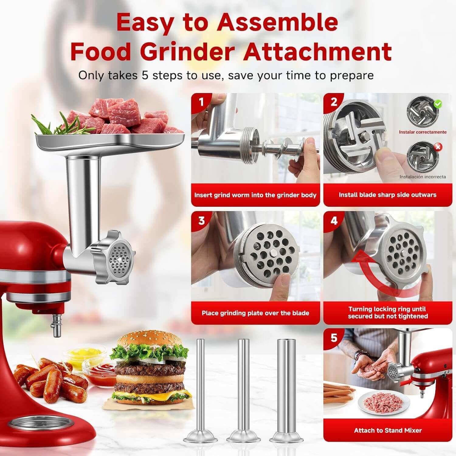 KitchenAid sausage stuffer attachment kit compatible with KitchenAid stand mixer