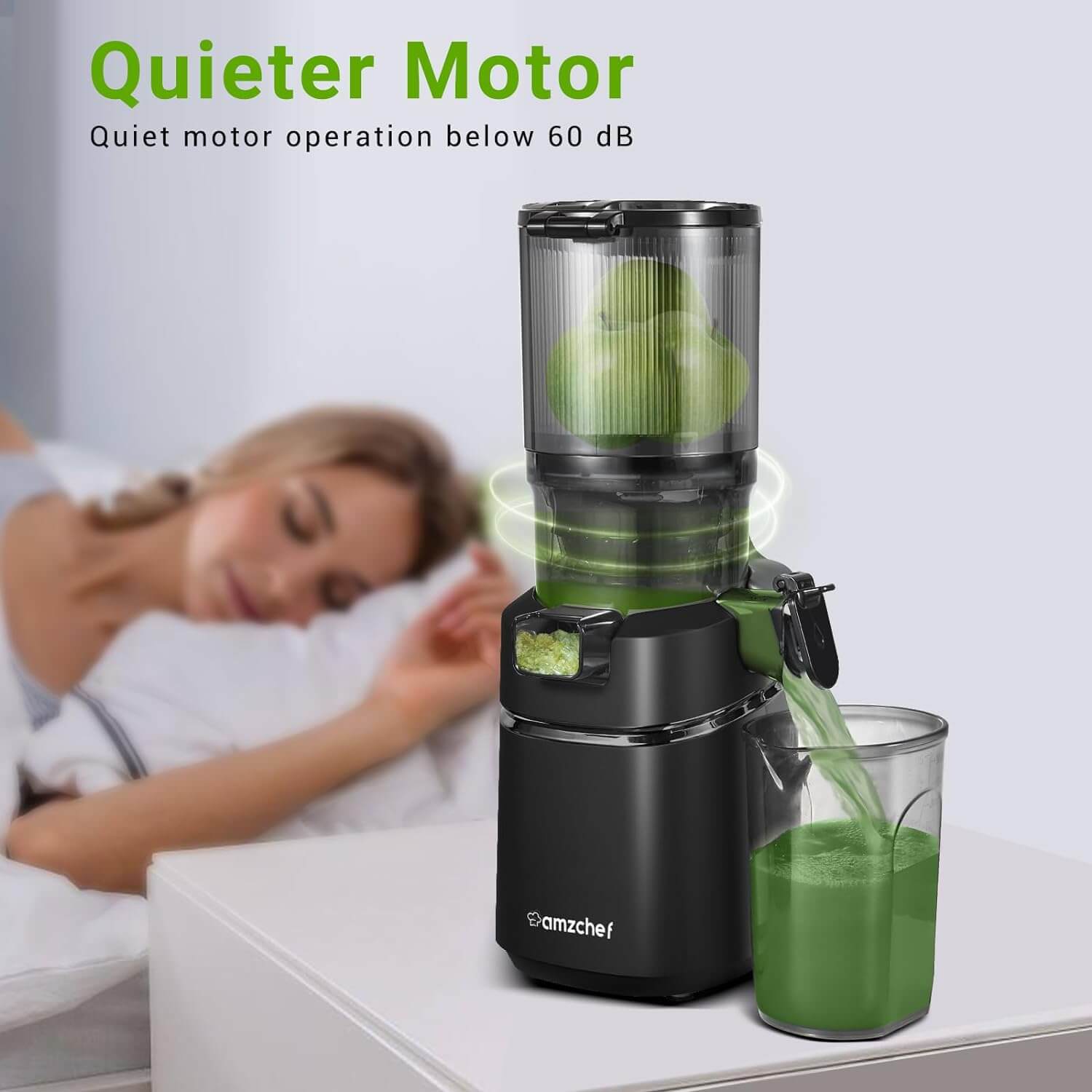 AMZCHEF Masticating Juicer Feeding with 5.8‘’ Large Auger